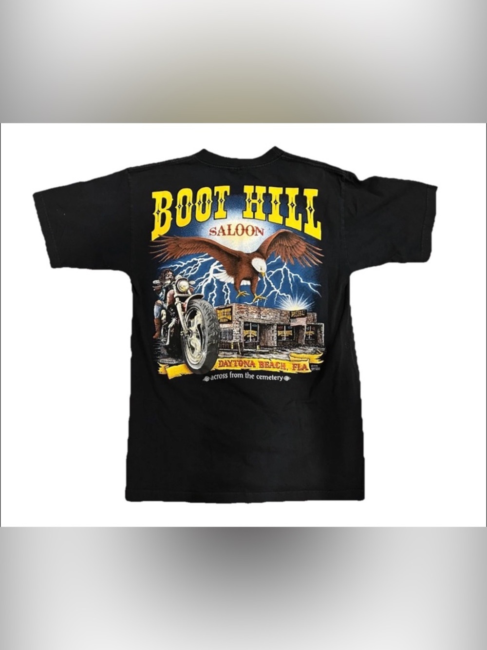 Vintage 1995 Boot Hill Saloon T Shirt Medium Murina Made in USA Daytona Beach FL